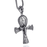 Elfasio Ankh Cross Pendant Necklace Stainless Steel Egyptian Symbol Protection