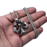 Fleur de Lis Pendant Necklace Stainless Steel Chain 18-30inch