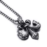 Fleur de Lis Pendant Necklace Stainless Steel Chain 18-30inch