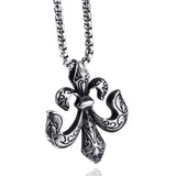 Fleur de Lis Pendant Necklace Stainless Steel Chain 18-30inch