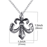 Fleur de Lis Pendant Necklace Stainless Steel Chain 18-30inch