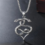 Snake Heart Shape Stainless Steel Pendant Necklace Chain