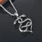 Snake Heart Shape Stainless Steel Pendant Necklace Chain