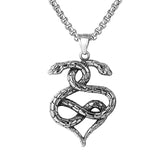 Snake Heart Shape Stainless Steel Pendant Necklace Chain