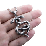 Snake Heart Shape Stainless Steel Pendant Necklace Chain
