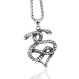Snake Heart Shape Stainless Steel Pendant Necklace Chain