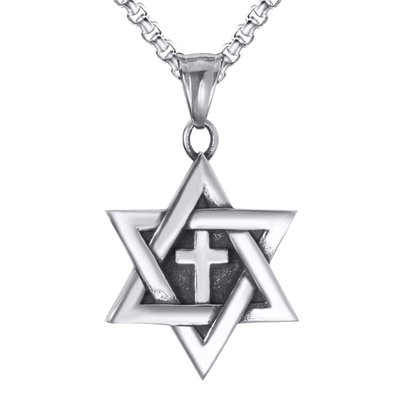 Star of David Messianic Cross Pendant Necklace Chain