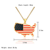 Elfin Stainless Steel American National Map Necklace
