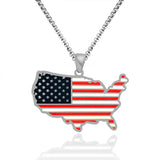 Elfin Stainless Steel American National Map Necklace
