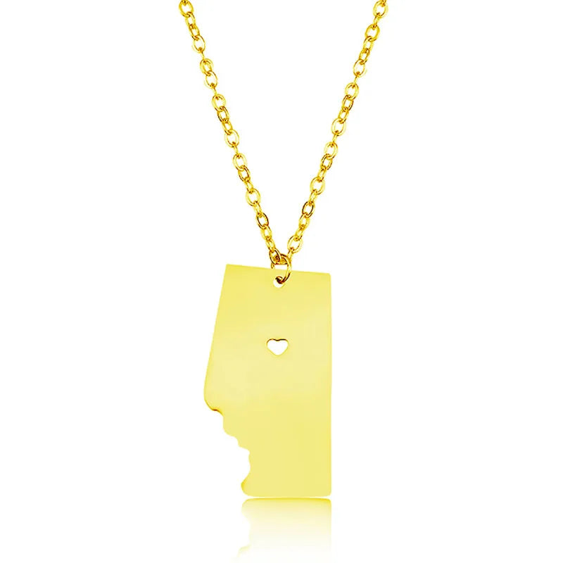 Elfin Stainless Steel Alberta Map Necklace