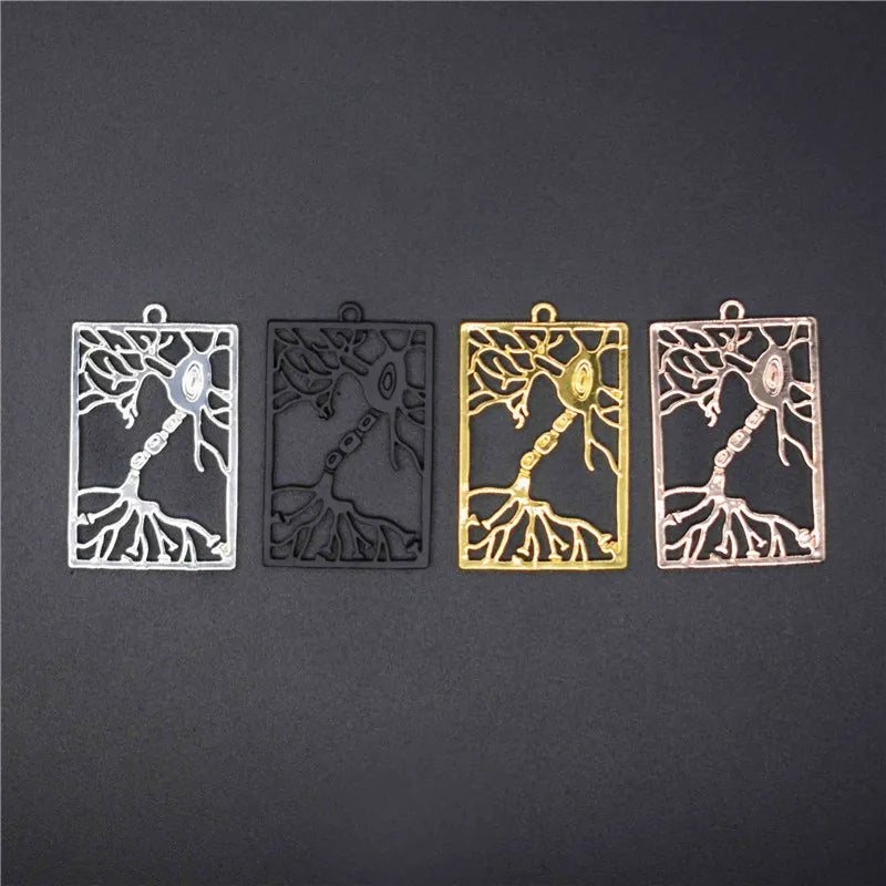 Rectangle Multipolar Neuron Pendant Biology Gift