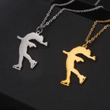 Elfin2023 Figure Skating Stainless Steel Pendant Necklace