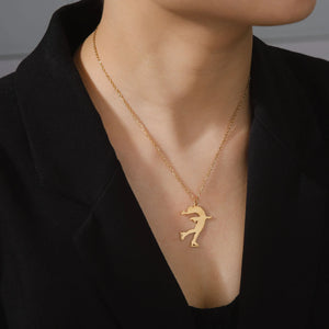 Elfin2023 Figure Skating Stainless Steel Pendant Necklace