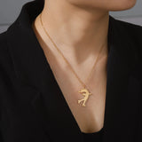 Elfin2023 Figure Skating Stainless Steel Pendant Necklace
