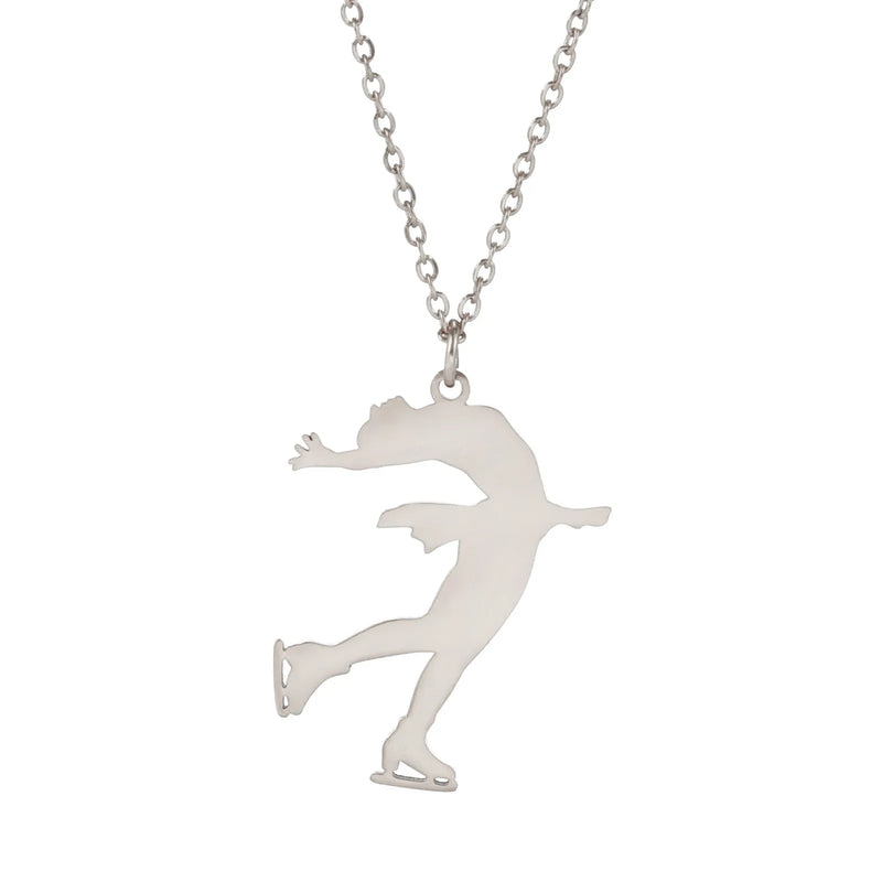 Elfin2023 Figure Skating Stainless Steel Pendant Necklace
