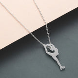 Elfin2023 Stainless Steel Figure Skating Pendant Necklace