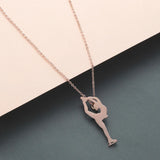 Elfin2023 Stainless Steel Figure Skating Pendant Necklace