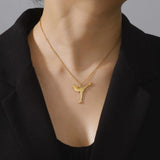 Elfin2023 Figure Skating Necklace Stainless Steel Pendant