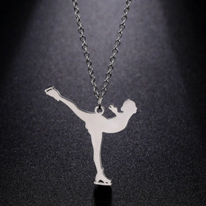 Elfin2023 Figure Skating Necklace Stainless Steel Pendant