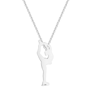 Elfin2023 Stainless Steel Figure Skating Pendant Necklace