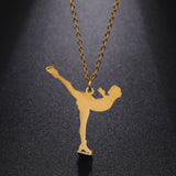 Elfin2023 Figure Skating Necklace Stainless Steel Pendant