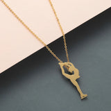Elfin2023 Stainless Steel Figure Skating Pendant Necklace
