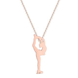 Elfin2023 Stainless Steel Figure Skating Pendant Necklace