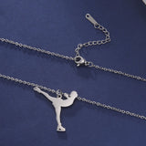 Elfin2023 Figure Skating Necklace Stainless Steel Pendant