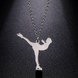 Elfin2023 Figure Skating Necklace Stainless Steel Pendant