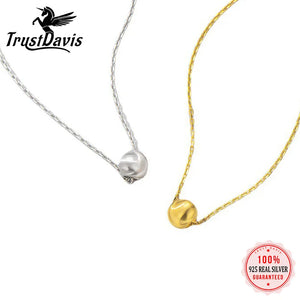ElfoPlataS 925 Silver Sweet Round Bead Necklace DD807
