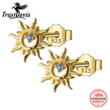 925 Silver CZ Sun Stud Earrings Gift For Girls
