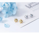 925 Silver CZ Sun Stud Earrings Gift For Girls