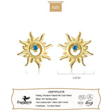 925 Silver CZ Sun Stud Earrings Gift For Girls