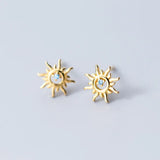 925 Silver CZ Sun Stud Earrings Gift For Girls