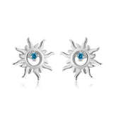 925 Silver CZ Sun Stud Earrings Gift For Girls