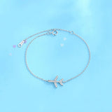 925 Sterling Silver Plane Chain Bracelet Women Girls Gift DD1307