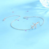 925 Sterling Silver Plane Chain Bracelet Women Girls Gift DD1307