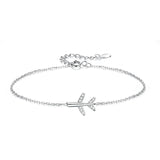 925 Sterling Silver Plane Chain Bracelet Women Girls Gift DD1307