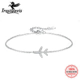 925 Sterling Silver Plane Chain Bracelet Women Girls Gift DD1307