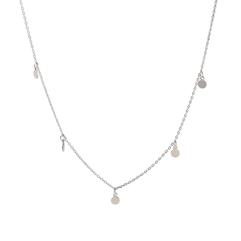 925 Silver Geometric Rose Disc Choker Necklace Women Bohemia ED332