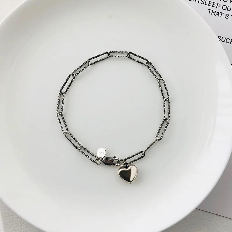 925 Silver Heart Chain Bracelet For Women Wedding Party YQ180