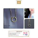 Real s925 Silver Necklace with Zircon Circle Pendant
