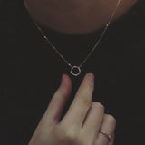 Real s925 Silver Necklace with Zircon Circle Pendant