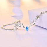 Aquamarine Gem Water Drops Silver Bracelet