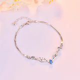 Aquamarine Gem Water Drops Silver Bracelet