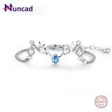 Aquamarine Gem Water Drops Silver Bracelet