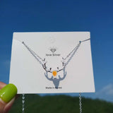 925 Silver Moonstone Deer Pendant Necklace