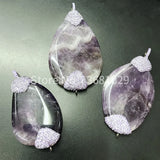 Elliptical Crystal Pendant Sweater Chain