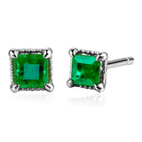 Emerald 14K Yellow Jade Earrings for Women Round Studs
