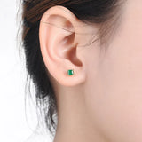 Emerald 14K Yellow Jade Earrings for Women Round Studs